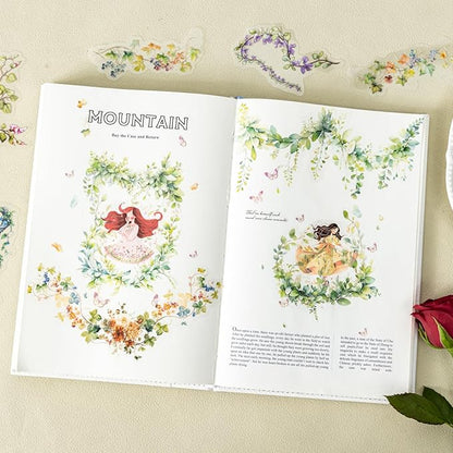 Floral Vine PET Stickers, 120 Pcs Large Botanical Ephemera for Scrapbooking, Journaling, DIY Crafting, and Art Supplies