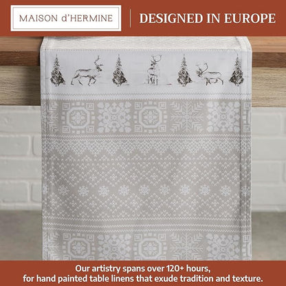 Maison d' Hermine Table Runner 100% Cotton Double Layer Table Runners 72 inches Long for Thanksgiving Christmas Decorations Home Kitchen Dining Party Wedding (Cozy Christmas, 14.5" x 72")