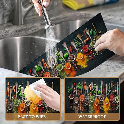 Cooking Herbs Spices Placemats Set of 6 Place Mats for Kitchen Table Washable Farmhouse Linen Table Mats Dining Decoration 12x18 Inch