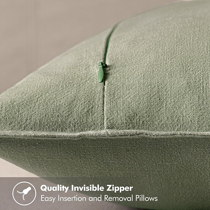 MIULEE Decorative Linen Euro Sham Pillow Covers 26x26 Sage Green Boho FarmhouseNeutral Couch Throw Pillows for Bed Pack of 2 Accent Modern Pillowcase Summer Sofa Livingroom Home Decor