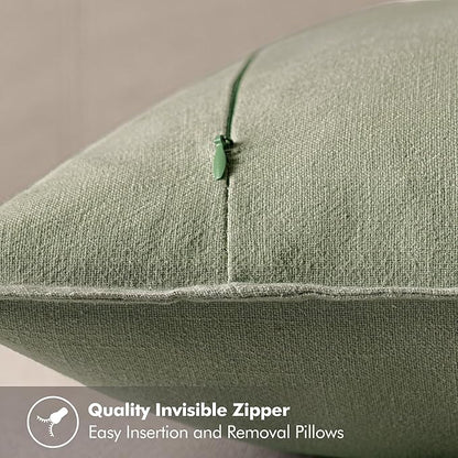 MIULEE Decorative Linen Pillow Covers 20x20 Inch Sage Green Boho Farmhouse Neutral Couch Throw Pillows for Bed Pack of 2 Accent Modern Pillowcase Summer Sofa Livingroom Home Decor