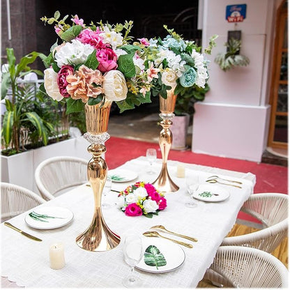 Metal Trumpet Wedding Flower Vases, 22" Tall Elegant Table Centerpiece Vases, Gold Flower Arrangement Stands for Anniversary Ceremony Birthday Party Event Wedding Home Decoration (Gold, 22"-2pcs)