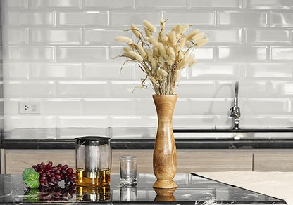 AeraVida 12-Inch Tall Curvy Bottle Mango Wood Vase | Handmade Natural Brown Wooden Flower Vase for Tabletop, Shelf, or Entryway | Rustic Farmhouse Decor Accent