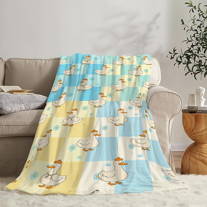 Funny Duck Blanket Cute Duck Throw Blanket Soft Cozy Fleece Fuzzy Stuffed Plush Flannel Gifts for Girls Women Boys Kids Adults 50"X60"