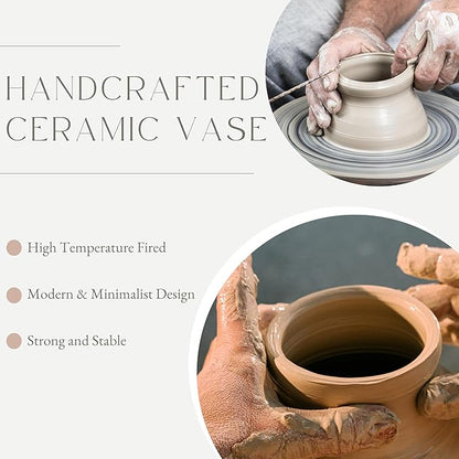 D'vine Dev 8 Inch Ceramic Flower Vase Textured Finishing, Minimalist Design for Kitchen, Bedroom, Living Room, Centerpieces, Office, Speckled Porcelain, VS-XH-G-1