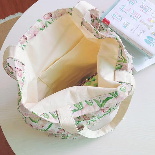 Cotton Canvas Tote Bag Reusable Soft Grocery Cloth Bag Floral Shoulder Bag for Beach Travel Shopping