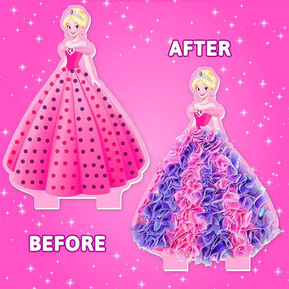 AGENTLAN Poke Art Princess Kit for Kids, DIY Craft Kits with Magical Princesses & Unicorn, Mess-Free Fabric Arts and Crafts, Fun & Easy Kits for Kids, Birthday Gifts for Ages 4 5 6 7 8+