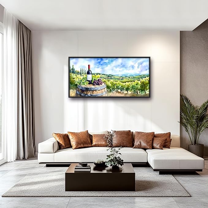 Vintage Red Wine Large Wall Art Framed Rustic Wall Decor for Living Room Country Grape Pictures Oversized Canvas Print Painting Modern Extra Large Framed Artwork for Bedroom Office Home Decor 60"x30"