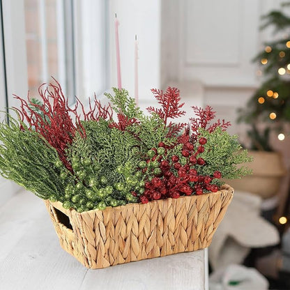 75 Pcs Christmas Glitter Branches 3 Styles Artificial Christmas Picks Berries Stems Pine Needles Floral Twig Spray for Xmas Tree Ornaments DIY Wreath Garland(Red, Green)