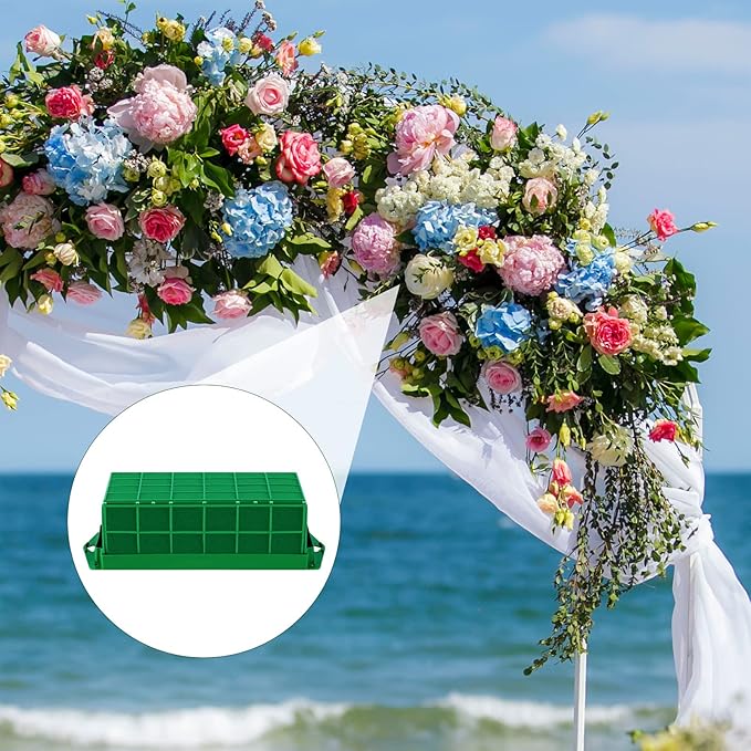 4 Packs Floral Foam Cage Rectangle Flower Cage Holders with Floral Foam Flower Arrangement Supplies for Fresh Flowers, Home Wedding Decorations, 11.8 x 4.3 x 3.1 Inches