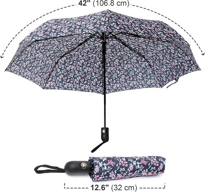 Nollia Windproof Automatic Travel Umbrella, Compact Portable with Reinforced Ribs for Sun & Rain