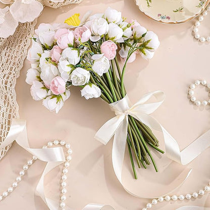 Ivory Ribbon 1 Inch 50 Yards Cream Satin Ribbon for Bows Crafts Home Decor Flower Bouquet Gift Wrapping Wedding Christmas Decorations