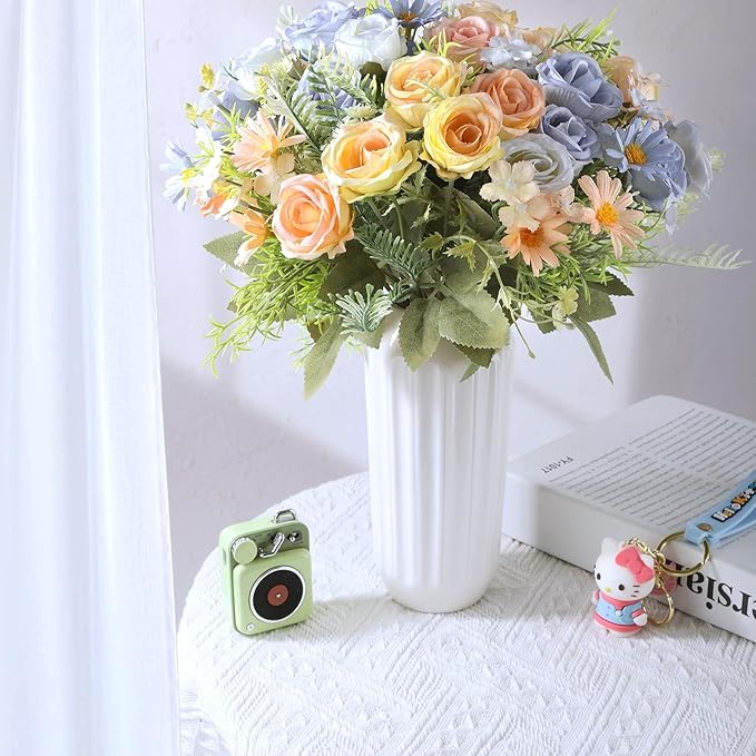Artificial Flowers Bouquets 3 Bunches Fake Flowers Bride Holding Flowers Faux Floral for Home Wedding Spring Decor