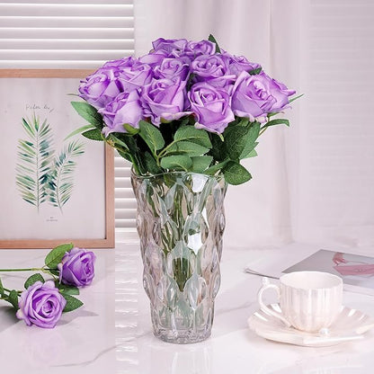 80 Pcs Roses Artificial Flowers, Silk Light Purple Artificial Flowers Petals Long Stem Roses for Wedding Bouquet Home Party Decor