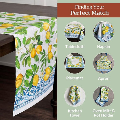 Maison d' Hermine Table Runner 100% Cotton Double Layer Table Runners 72 inches Long Decorative for Home Kitchen Dining Party Baby Shower Wedding Bridal Shower Spring Summer (Cedrat, 14.50" x 72")