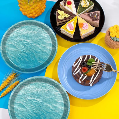 40 Pcs Ocean Sea Plates and Napkins Party Supplies, Disposable Ocean Waves Paper Plates and Napkins Tableware Set for Baby Shower Ocean Birthday Party Decorations Serves 20
