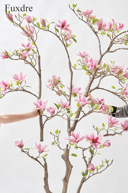 Artificial Magnolia Tree, 6.8FT Tall Fake Indoor Tree, Realistic Real Touch Leaves and Flowers, Perfect for Home Decor, Living Room, Wedding, and Hotel Decor (Pink)