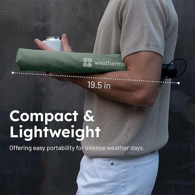 Weatherman Premium Collapsible Small Travel Umbrella Compact - Windproof, Resists Up to 55 MPH Winds - Foldable Travel Umbrellas for Rain & Wind - Easy Auto Open w/Strong Fiberglass Frame (White)