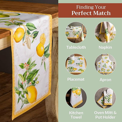 Maison d' Hermine Table runner 100% Cotton Single Layer Table Runners 72 inches long Decorative for Home Kitchen Dining Party Baby Shower Wedding Bridal Shower Spring Summer (Limoncello, 14.50" x 72")