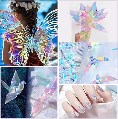 woric 82 Ft X 17 In Cellophane Wrap for Gift Baskets Christmas Iridescent Cellophane Wrap Roll Gift Basket Wrapping Plastic for Gifts Basket Treats Party Favor Birthday Wedding Crafts