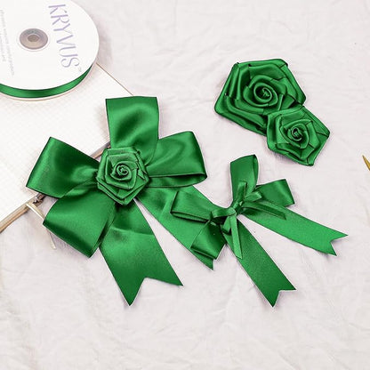 Green Satin Ribbon, Double Faced 7/8 Inch X 50 Yards Green Ribbon, Premium Satin Ribbon for Gift Wrapping, Crafts, Hair Bow Making, Sewing, Flower Bouquet, Wedding Party Decor