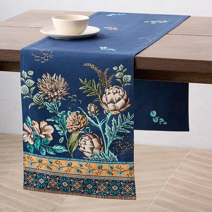 Maison d' Hermine Table Runners 100% Combed Cotton Premium 14.50 Inch x 108 Inch Tablerunner, Decorative Table Runner, Dining, Buffet Parties & Camping, Artichoke (Double Layer)