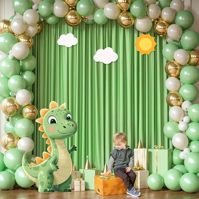 Sage Green Backdrop Curtain 2 Panels-Wrinkle-Free Champagne Curtains Polyester Photography Drapes for Baby Shower Birthday Party Photo Background Backdrop Stand- 8 X10FT (Sage Green)