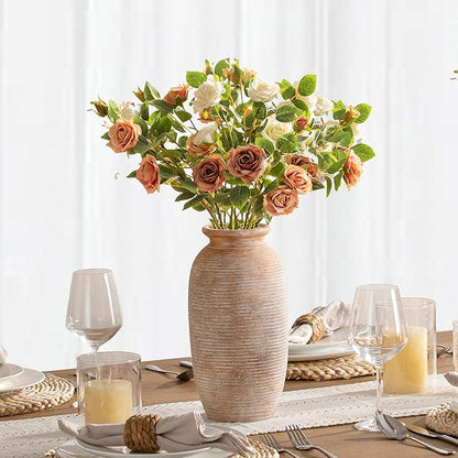 Ceramic Flower Vase, 12.5" Large Rustic Farmhouse Vases Home Decor Tall Pottery Decorative Pampas Vase for Table Living Room Entryway Mantel Bookshelf Bedroom Bathroom Kitchen-Yellow