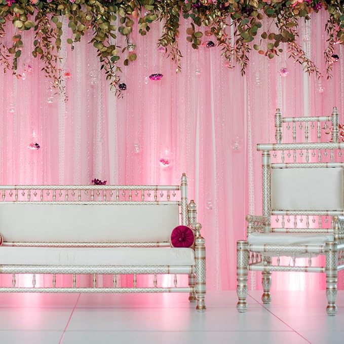 10 x 10 Feet Rose Pink Backdrop Curtain for Partie, Background Curtains for Photoshoot, Birthday, Wedding, Halloween, Thanksgiving, Christmas, New Year Party Decorations 5Ft x 10Ft, 2 Panels