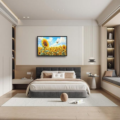 Sunflower Large Wall Art Sunflower Landscape Pictures Wall Decor Flower Canvas Floral Print Painting Modern Artwork Home Decoration for Bathroom Office Living Room Bedroom Framed 24"x36"