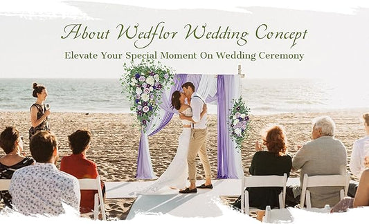 Wedding Arch Flowers with Drapes Kit (Pack of 5) - 2pcs Artificial Lilac & Cream Deluxe Swag with 3pcs Hanging Drapes for Wedding Ceremony Arbor Reception Backdrop Rose Floral Decorations