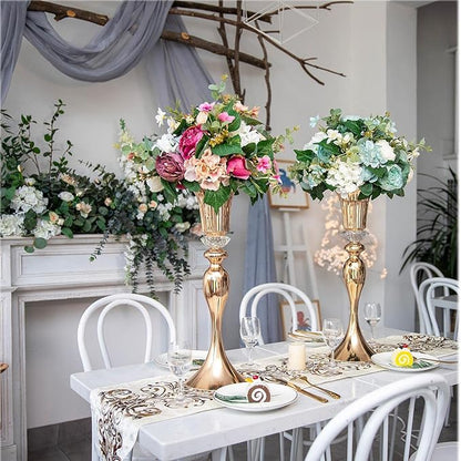 Metal Trumpet Wedding Flower Vases, 22" Tall Elegant Table Centerpiece Vases, Gold Flower Arrangement Stands for Anniversary Ceremony Birthday Party Event Wedding Home Decoration (Gold, 22"-2pcs)