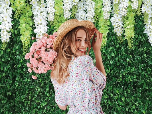 CHAIYA 10x8ft Greenery Backdrop with Flowers Green Leaf White Flower Photo Backdrops Bridal Shower Backdrop for Wedding Backdrops Reception Ceremony Birthday Party Decoration CY-027