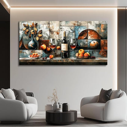 hyidecorart Large Wall Art For Kitchen Wall Decor For Living Room Dining Room Decorations Still Life Wine Glass Fruit Canvas Prints Painting Restaurant Posters Modern Stretched Artwork Home Decor