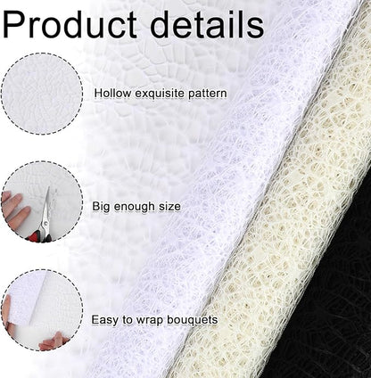 FOIMAS Flower Bouquet Wrapping Paper Roll,19.6" x 5 yrs Mesh Bouquet Wrapping Paper for Presents Flower Packaging Hand Decor,White