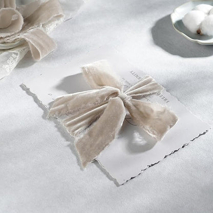Taupe Velvet Ribbon 1.5 Inch Frayed Silk Velvet Ribbon Rustic Christmas Velvet for Gift Wrapping, Raw Edge Boho, Wedding Invitation Bridal Bouquet -3yards