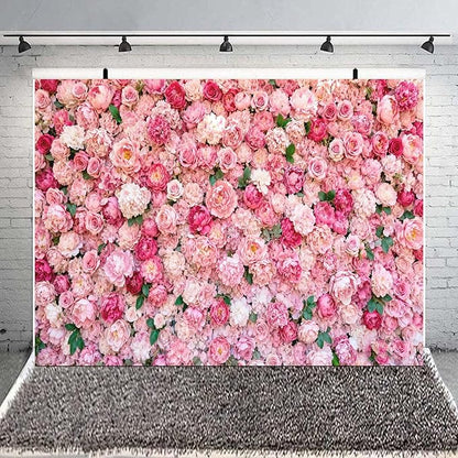 15x10ft Flower Photo Backdrop Flowers Wall Pink Rose Floral Spring Photography Backdrops for Pictures Newborn Wedding Bridal Shower Birthday Party Banner Decor Supplies Vinyl Photo Studio Props