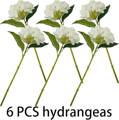 Hydrangea Artificial Flowers,Faux Hydrangea Flowers,Artificial Hydrangeas Flowers with Stems,Fake Hydrangeas,Silk Hydrangeas Flowers with Stems for Home Decor (10, White)