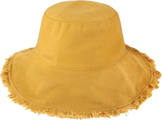 CHOK.LIDS Frayed Bucket Hats for Women Men Unisex Trendy Washed Cotton Floppy Wide Brim Boonie Outdoor Summer Beach Headwear