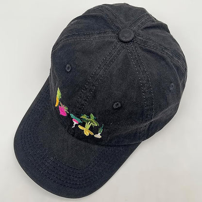 Cute Flower Hat, Elegant Floral Embroidered Adjustable Baseball Cap for Men Women, Gifts for Flower Lovers, Black
