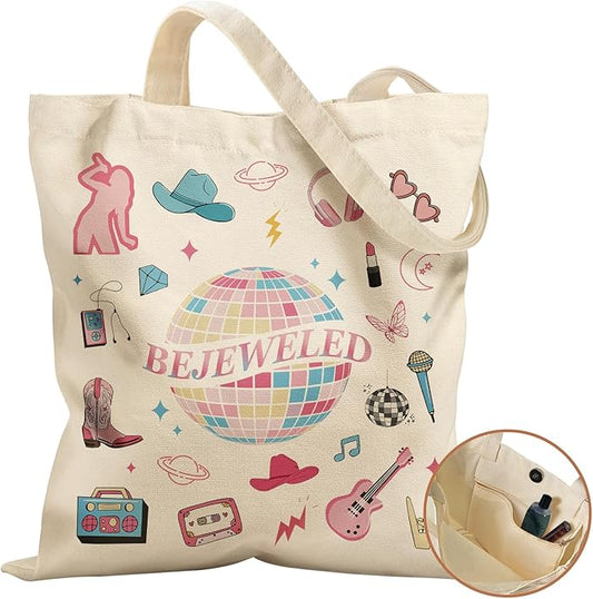 Aesthetic Tote Bag for Women- with Magnetic Buckle and Zipper Inner Pocket Cloth Cotton Canvas Tote Bags