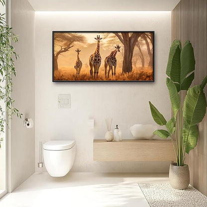 Framed Large Pictures Wall Art for Living Room, Giraffe Oversized Wall Decor Africa Animal Scenery Landscape Canvas Print Painting Modern Extra Large Framed Artwork for Bedroom Office 60"x30"