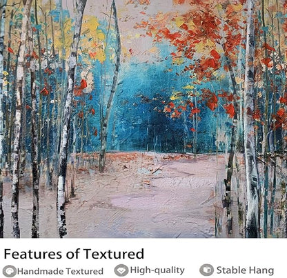 Ardemy Landscape Canvas Wall Art for Living Room Blue Forest Painting White Birch Tree Scenery Picture Modern Green Nature Artwork Bedroom Home Office Wall Decor, Large Size Wood Framed 48"x24"