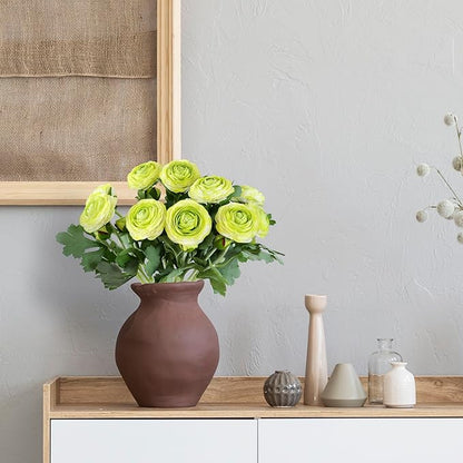 Artificial Ranunculus Flowers with Real Touch Stem, Silk Ranunculus Flowers (Green, 10pcs)