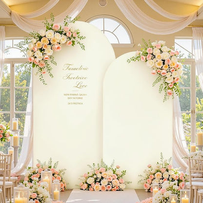 Ivory Arch Backdrop Cover Set of 2 Arch Cover 7.2 and 6ft Wedding Arch Cover Stretchy Backdrop Bridal Baby Shower Birthday Party Ivory Arch Covers Spandex