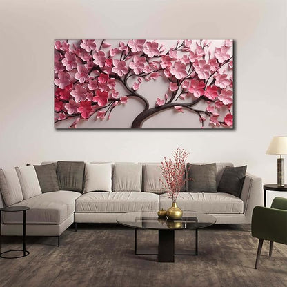 Pink Flower Wall Art for Bedroom Women Tree Prints Wall Art for Living Room Large Artwork for Wall Office Size 29 x 58 Inch