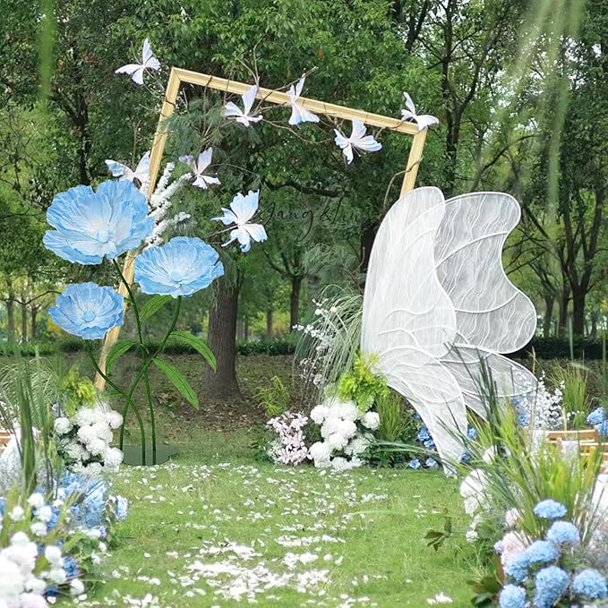 Light Blue Giant Paper Flowers - Large Paper Flowers 5.77FT Giant Flowers for Decoration with Stand Birthday Party Outdoor Banquet Event Home Decor