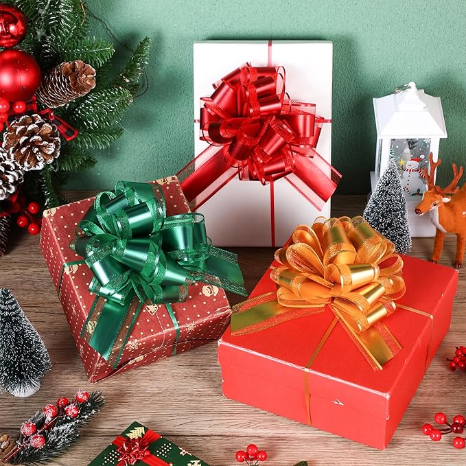WILLBOND 20 Pieces 6 Inch Pull Bows Gift Wrapping Ribbon Pull Bows for Christmas Wedding Baskets Valentine Multicolor Wrap Accessory for Gift Present Holiday Decor(Multi Color)
