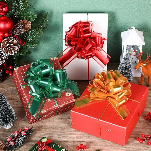 WILLBOND 20 Pieces 6 Inch Pull Bows Gift Wrapping Ribbon Pull Bows for Christmas Wedding Baskets Valentine Multicolor Wrap Accessory for Gift Present Holiday Decor(Multi Color)