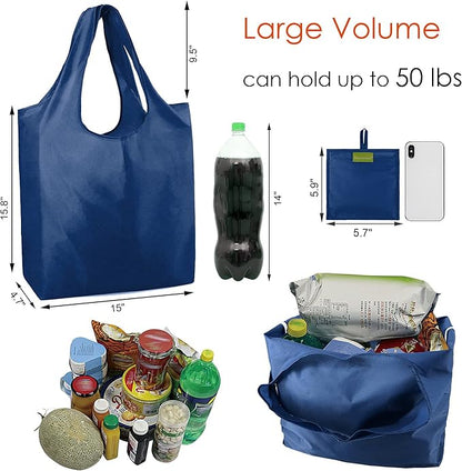 BeeGreen Foldable Travel Bag Reusable Gifts Bags - Reusable Grocery Bags Large Holiday Gifts Cloth Tote With Handles - Bulk Reusable Shopping Bags for Women (Beach Storage Washable Collapsible)